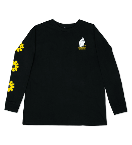 Moomintroll's Flower Longsleeve Shirt With Cuffrib Unisex - Black