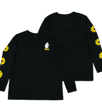 Moomintroll's Flower Longsleeve Shirt With Cuffrib Unisex - Black