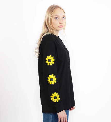 Moomintroll's Flower Longsleeve Shirt With Cuffrib Unisex - Black