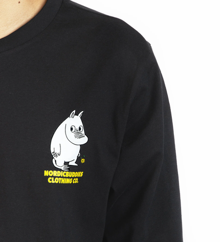 Moomintroll's Flower Longsleeve Shirt With Cuffrib Unisex - Black