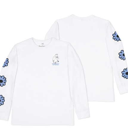 Moomintroll's Flower Longsleeve Shirt With Cuffrib Unisex - White