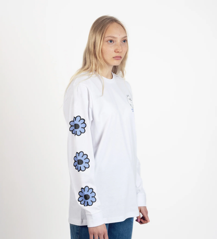 Moomintroll's Flower Longsleeve Shirt With Cuffrib Unisex - White
