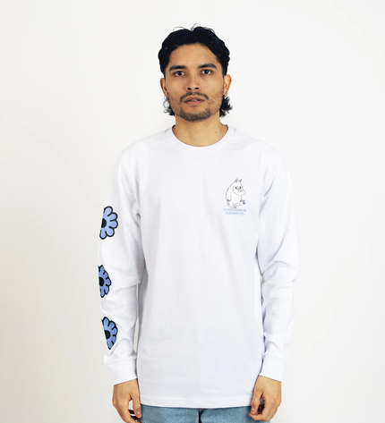 Moomintroll's Flower Longsleeve Shirt With Cuffrib Unisex - White